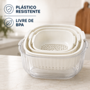 [LEVE 5 PAGUE 3] Vasilhas Multifuncional LHome com Escorredor Inteligente + Kit Utensílios